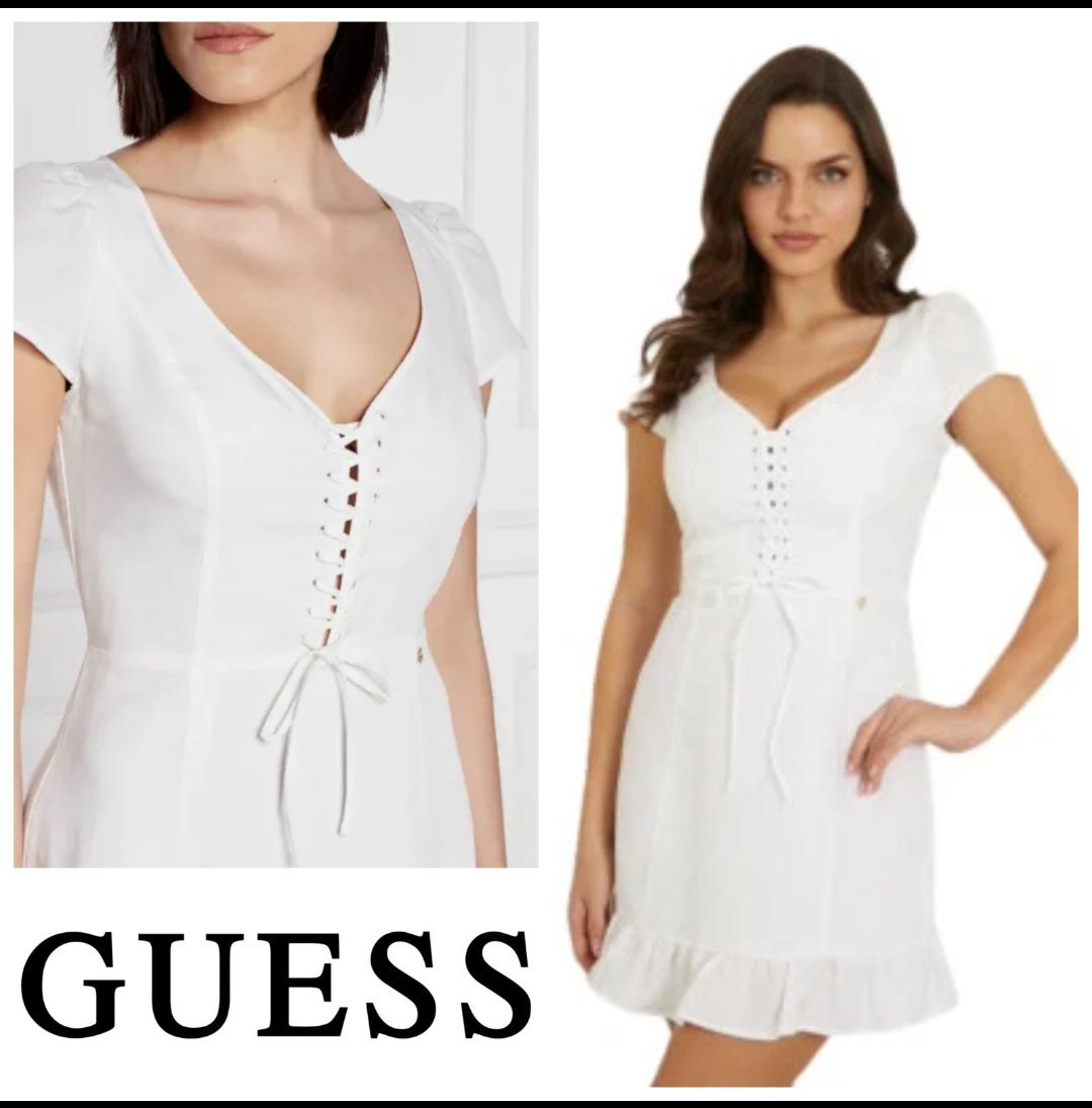 Robe blanche Guess en lin mélangé T.m