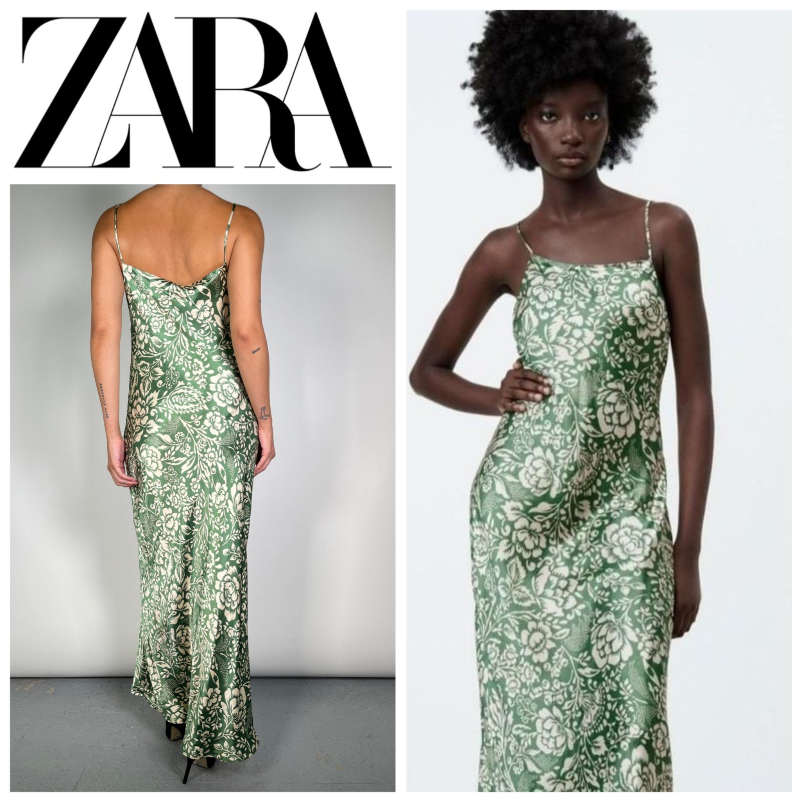Robe longue Zara en viscose satiné T.xs/s 