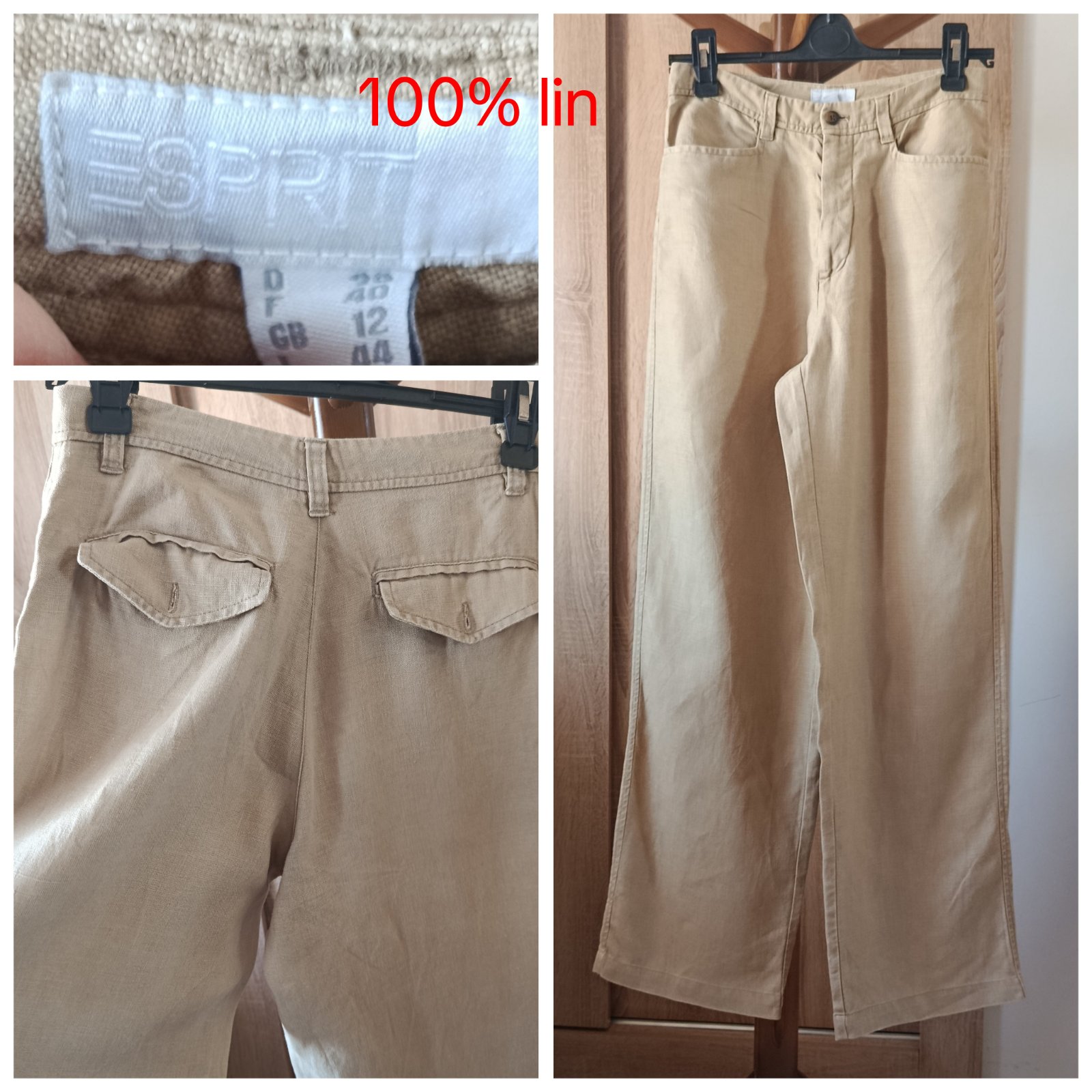 Pantalon large taille haute en lin T.s