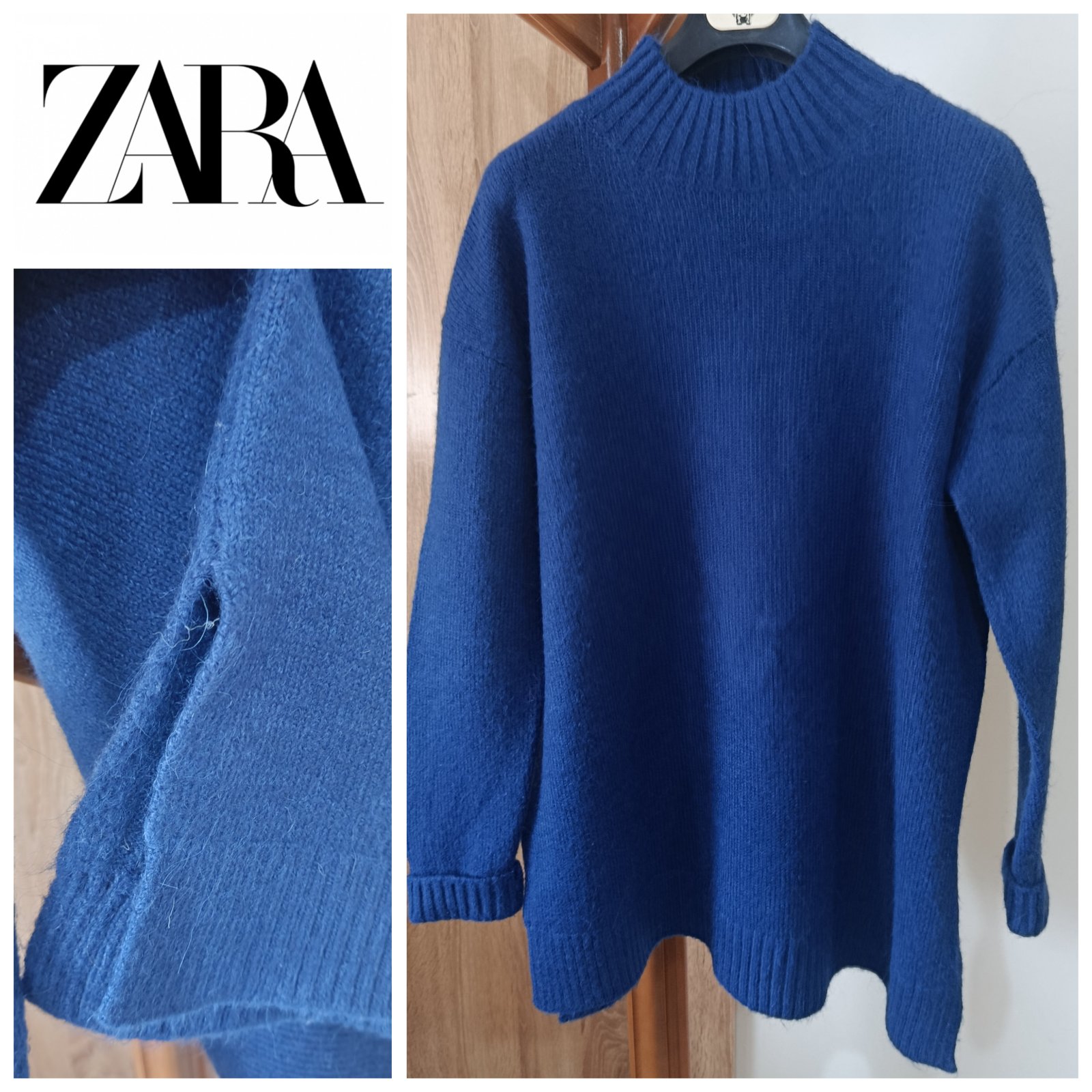 Pull Zara long bleu roi T.m oversize 