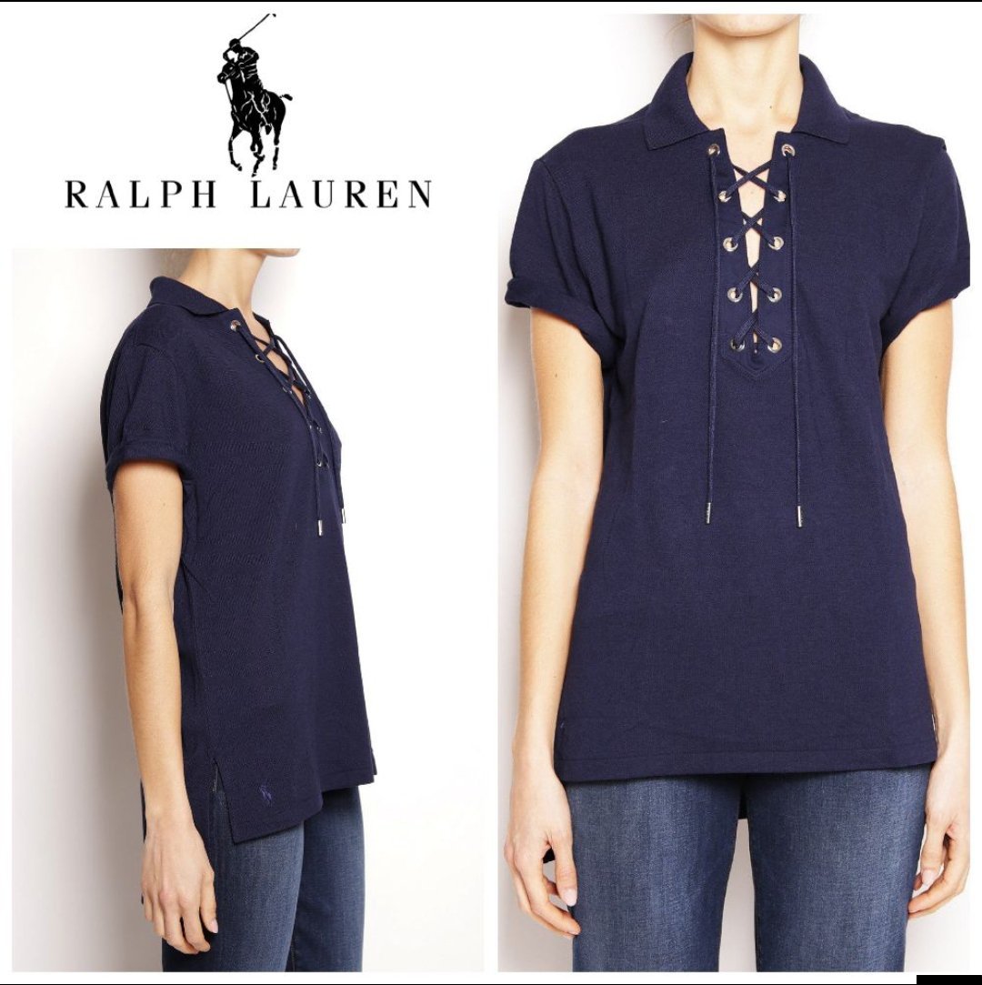 T-shirt à lacets RL bleu marine T.m 