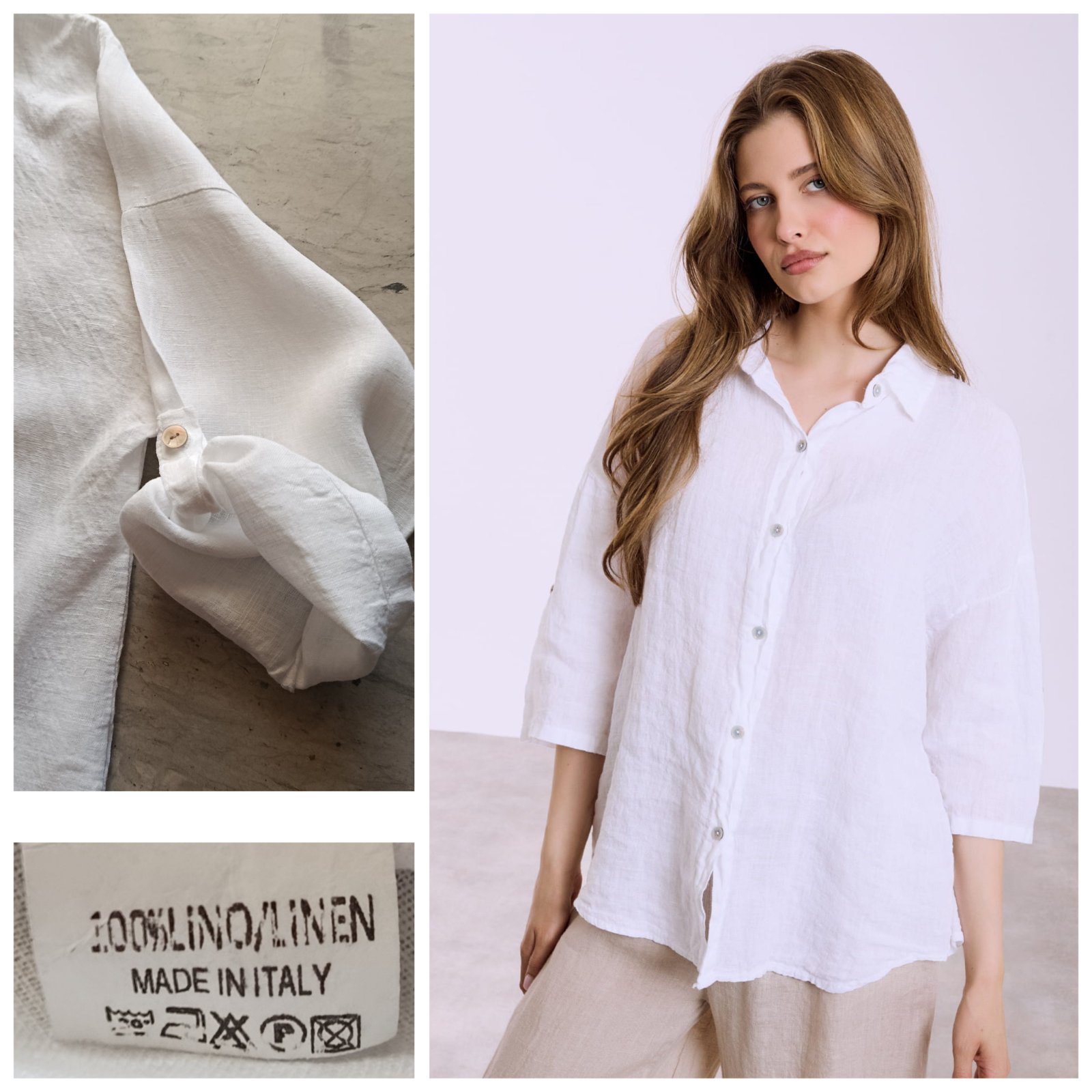 Chemise blanche 100% lin T.unique 
