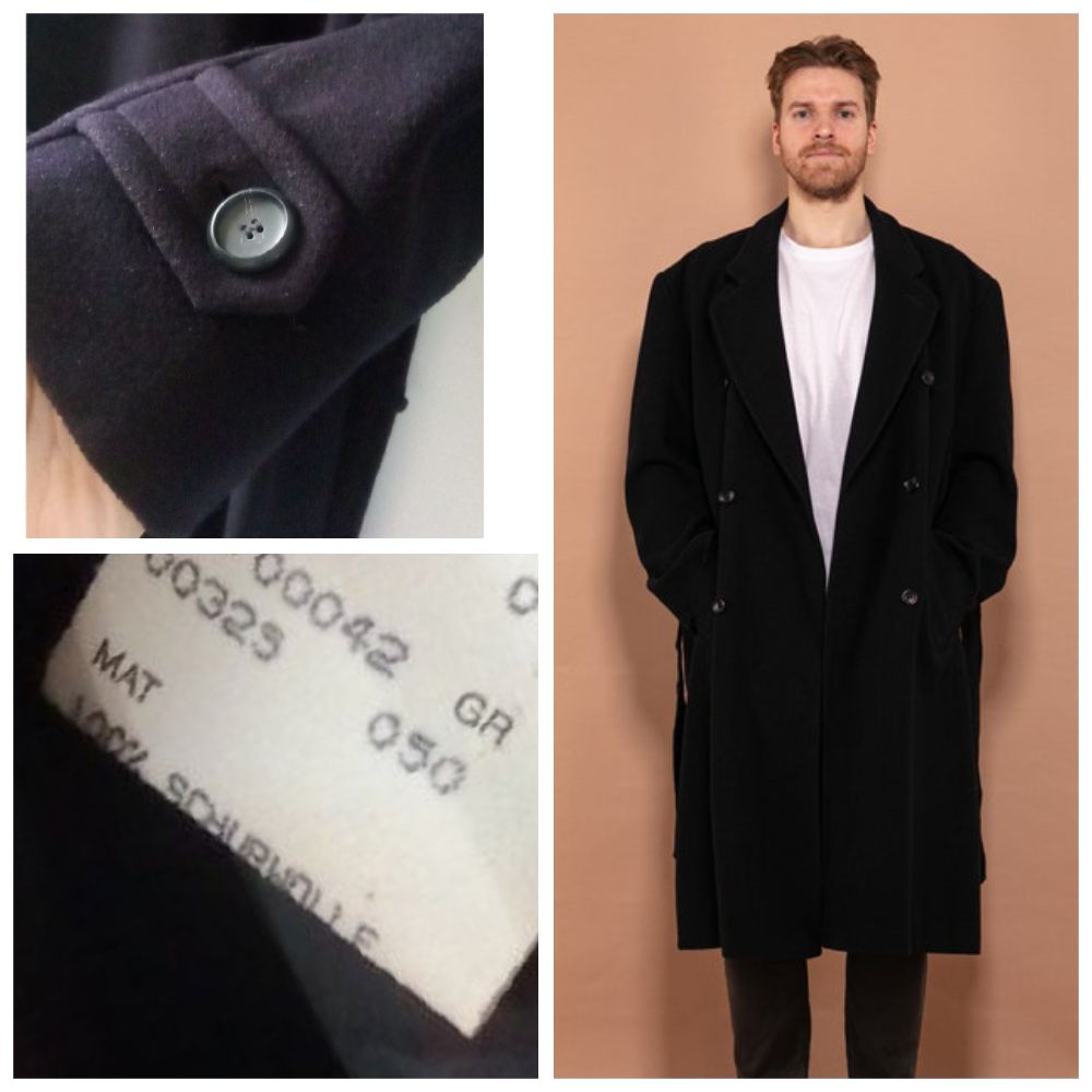 Manteau homme bleu nuit croisé en laine pure haute qualité T.xL 