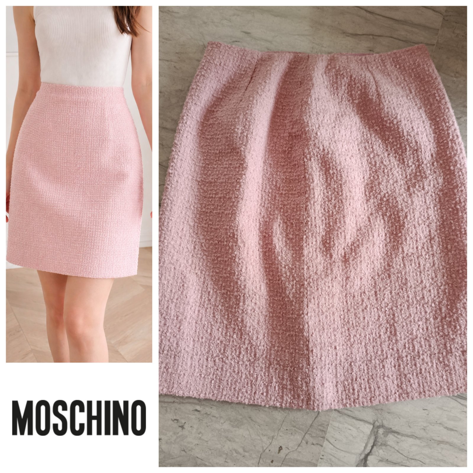 Jupe tweed rosée Moschino T.L