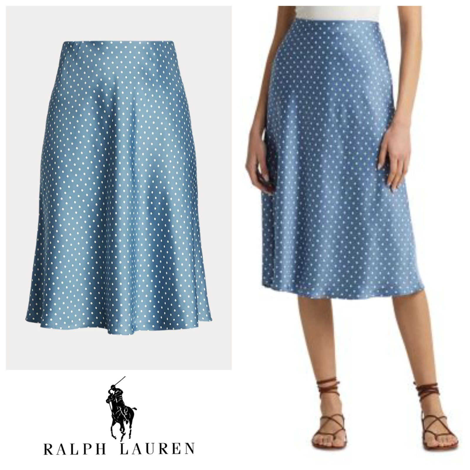 Jupe midi à pois RL neuve T.L