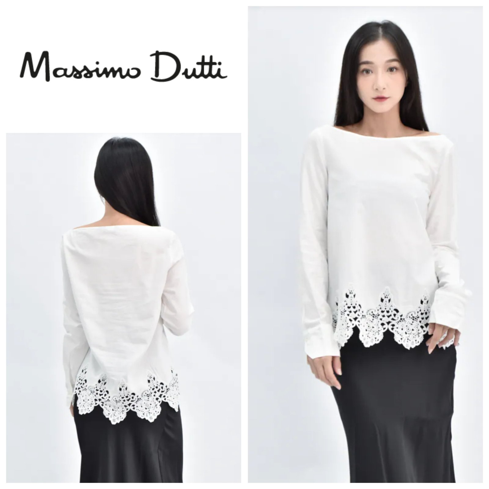 Chemise blanche à dentelle Massimo Dutti T.s