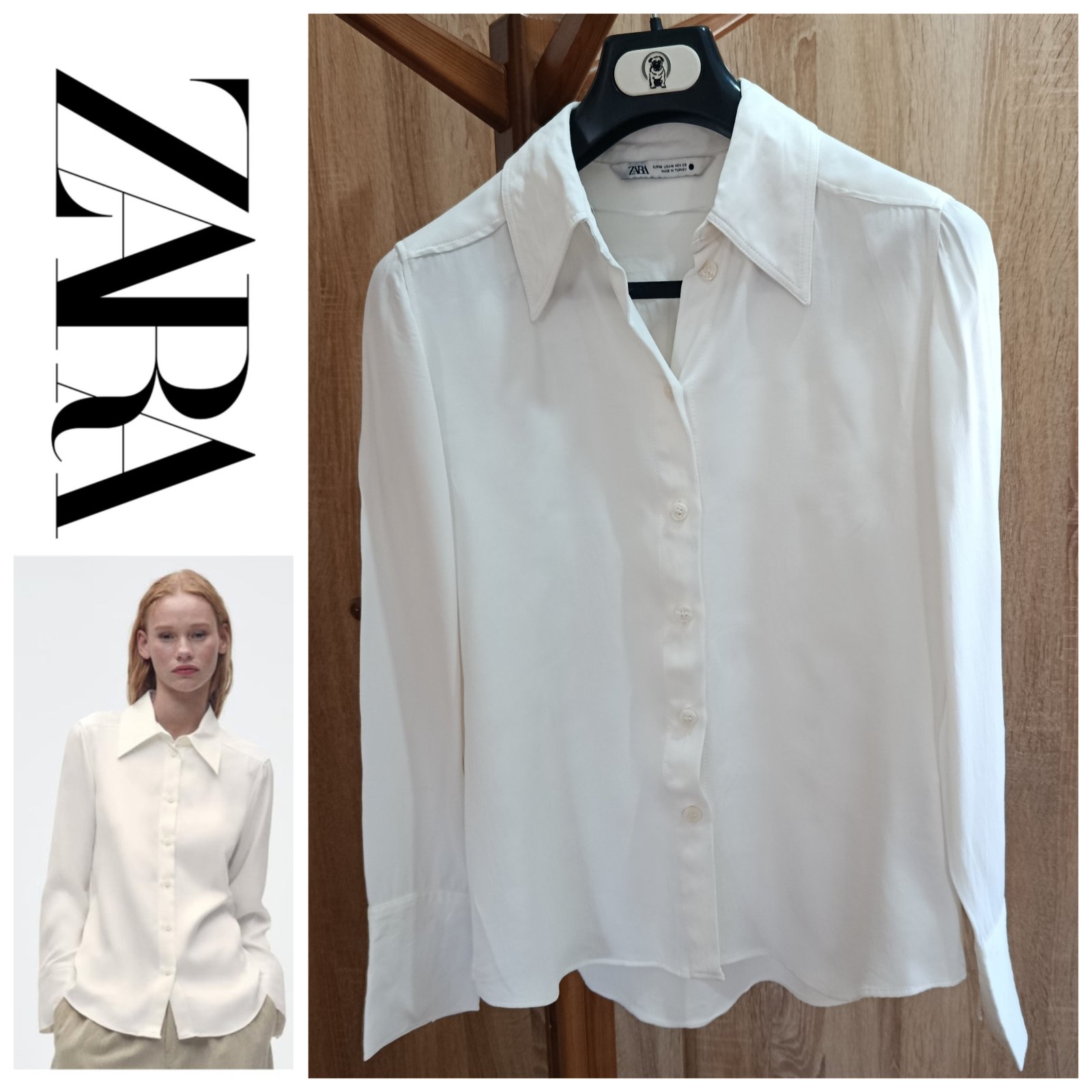 Chemise blanche zara en viscose satiné T.m