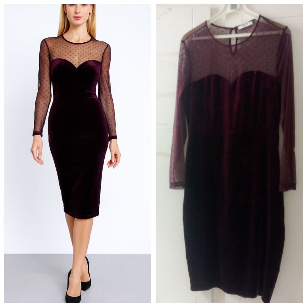 Robe midi velour burgundy T.L