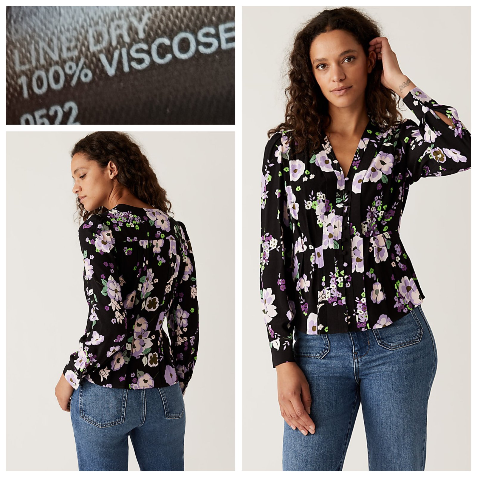 Chemisier M&s floral 100% viscose neuve T.42