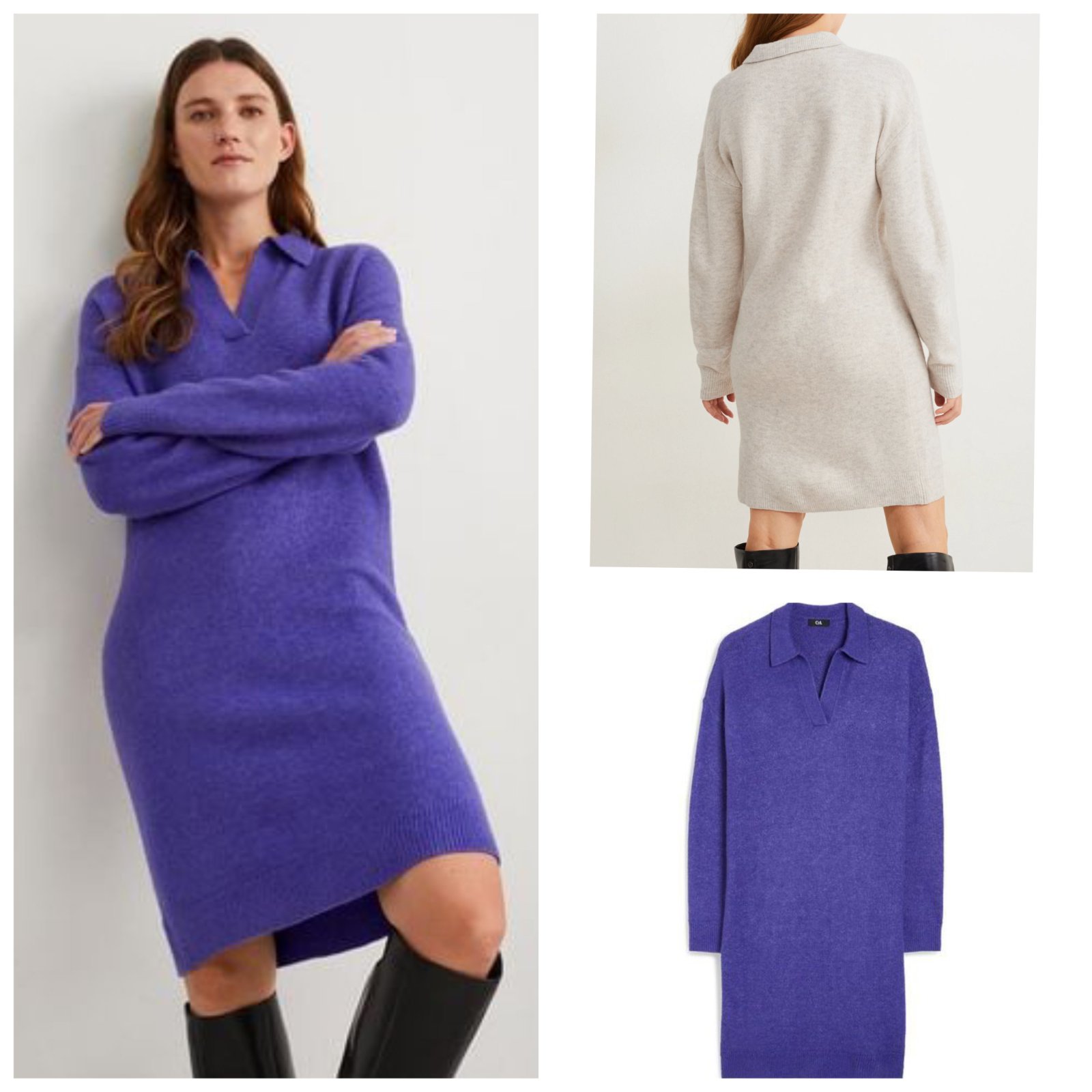 Robe violet C&A en maille doux T.s 