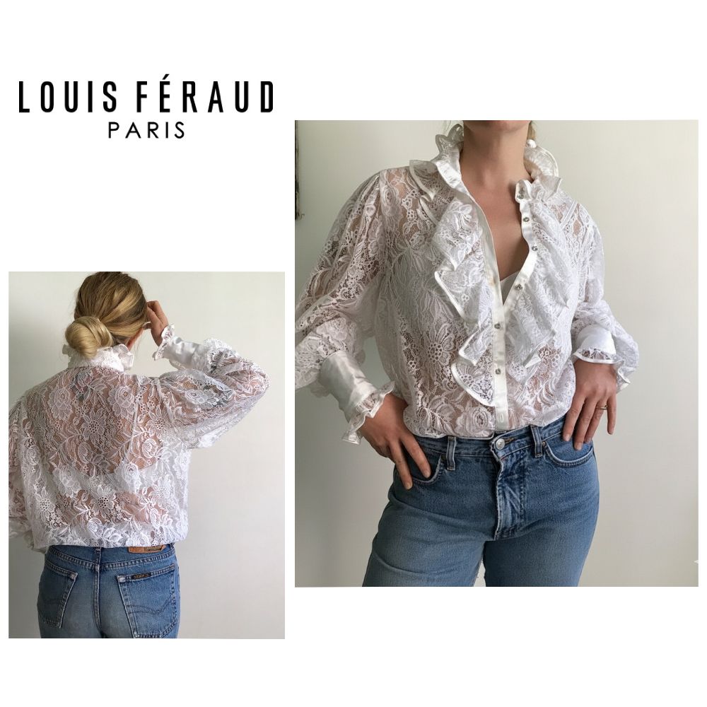 Chemise Vintage dentelle blanche T.s/m 