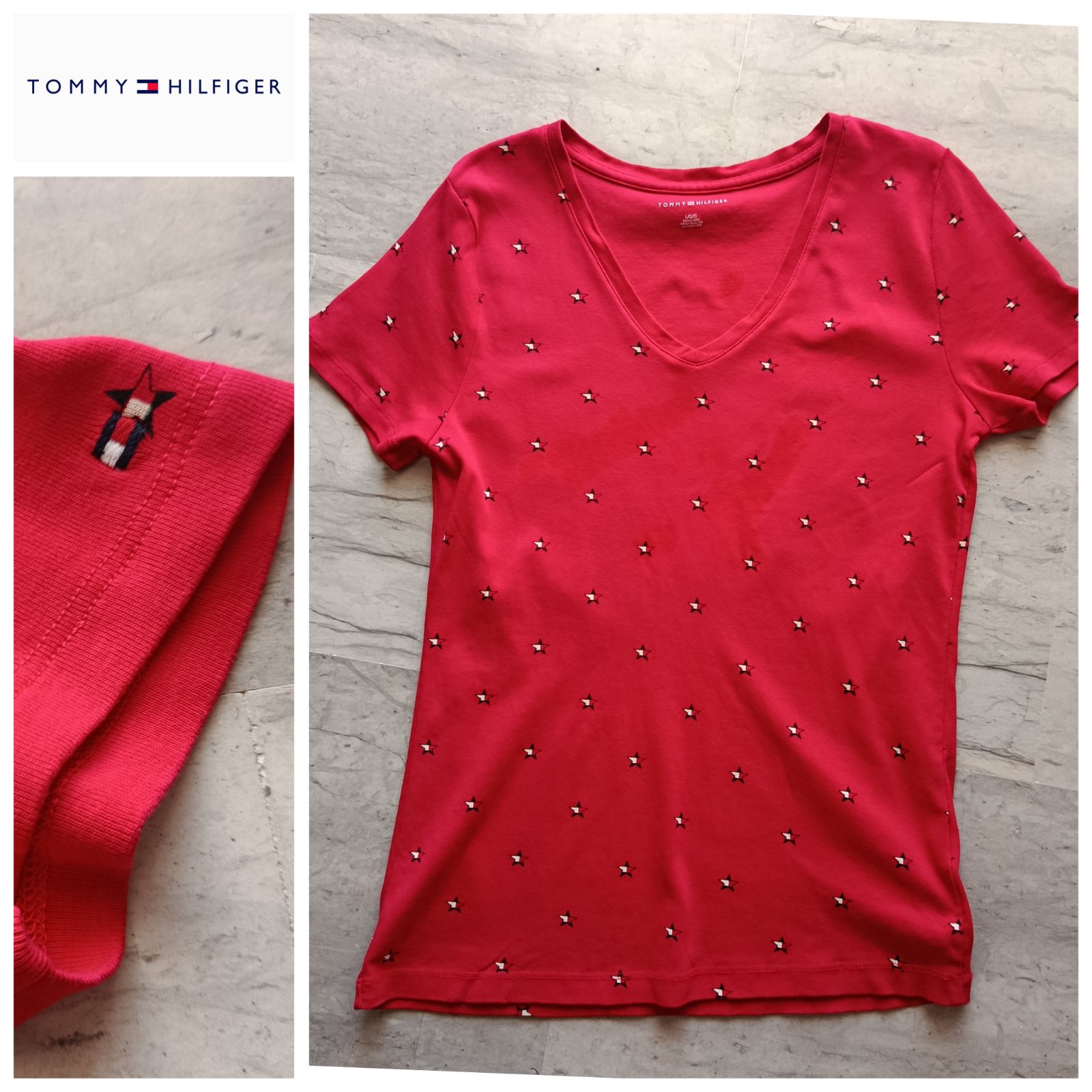 T-shirt basique Tommy Hilfiger rouge T.L