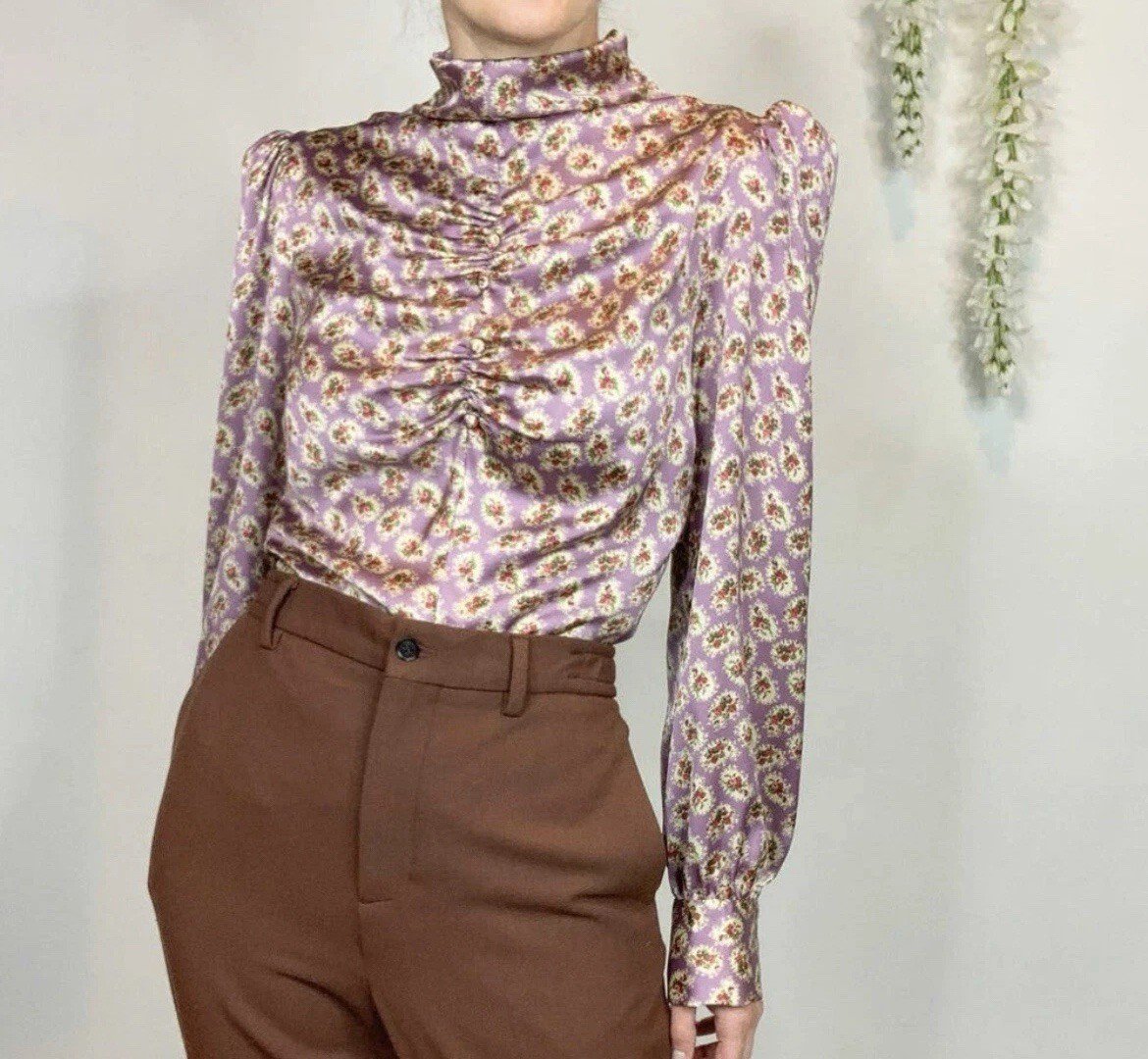 Chemise satinée florale Zara neuve T.s 