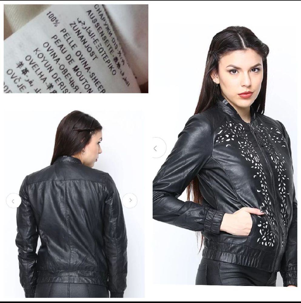Veste sisley en cuir noir T.m