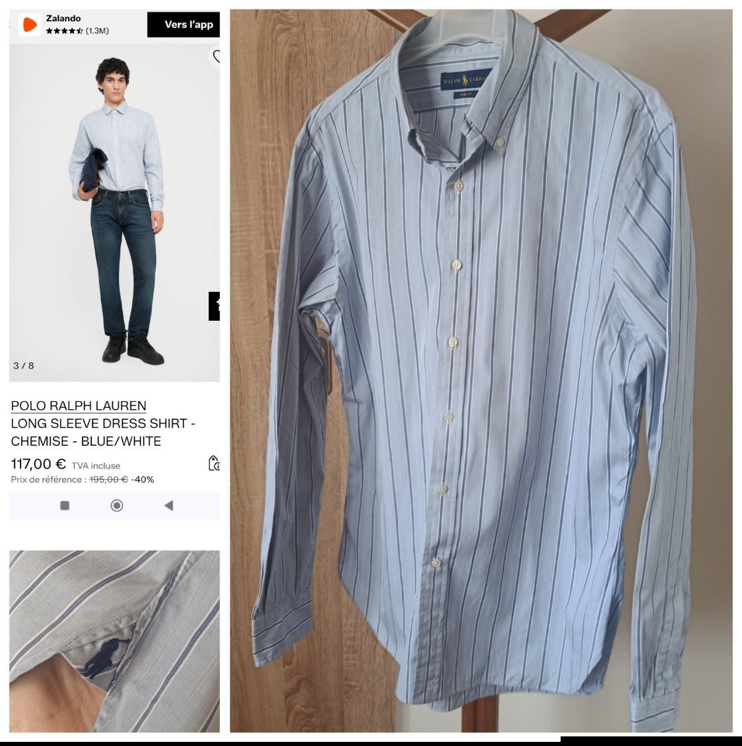 Chemise bleu à rayures RL T.XL 
