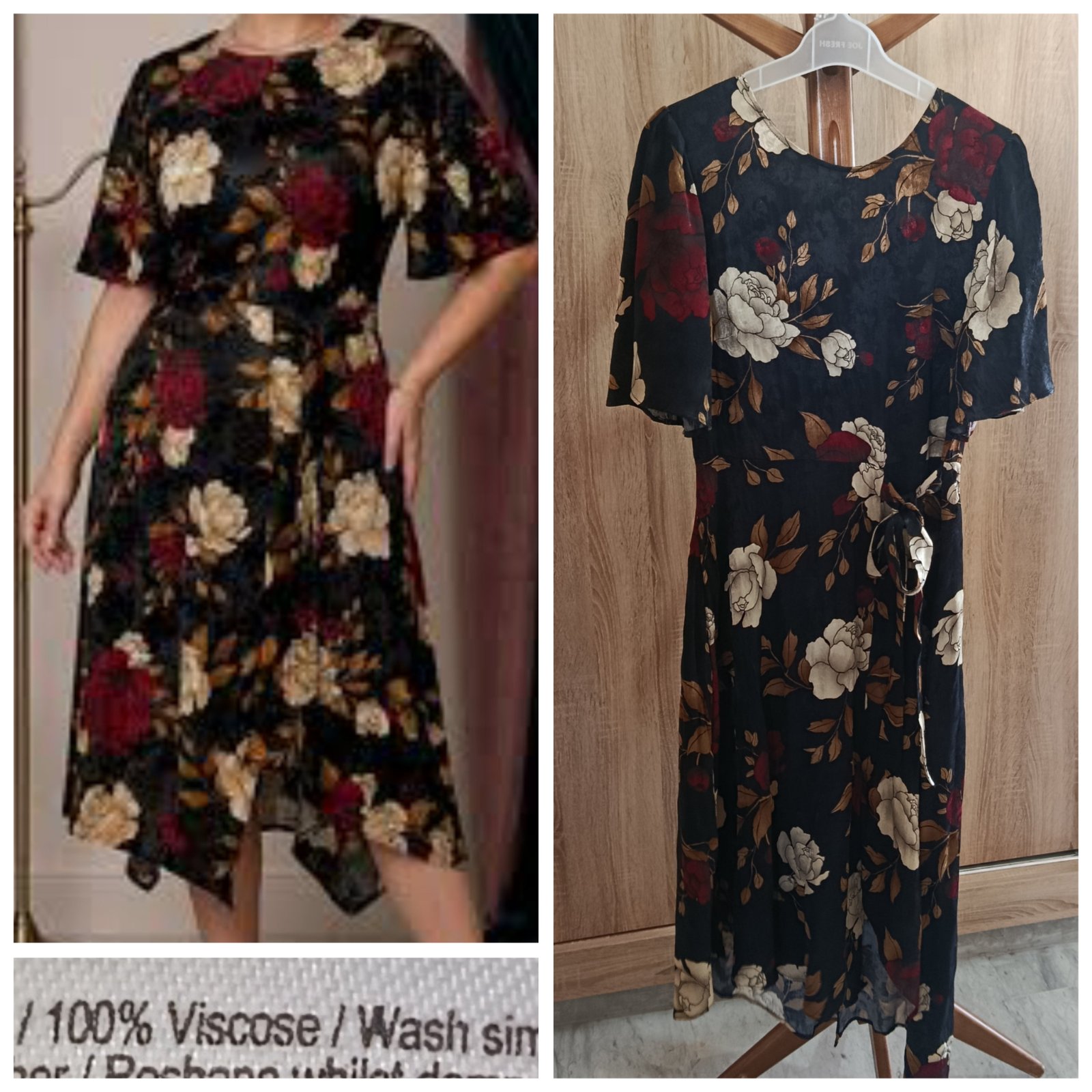 Robe florale stylée neuve en viscose T.L