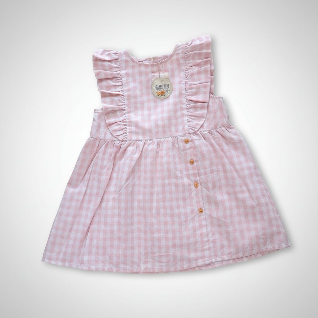 Robe fillette à carreaux en lin mélangé 2/3 ans 