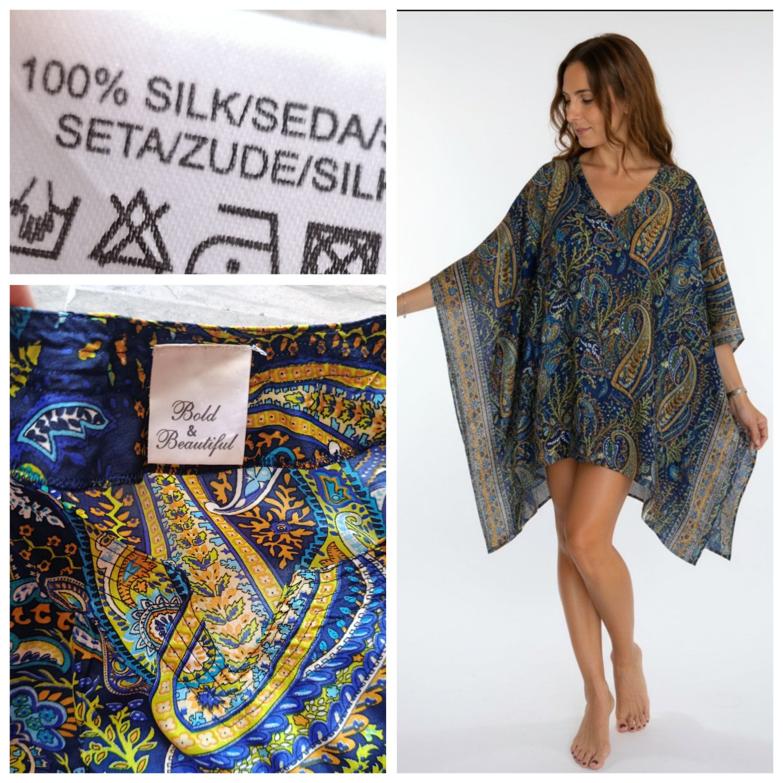 Poncho 💯% soie multicolore 