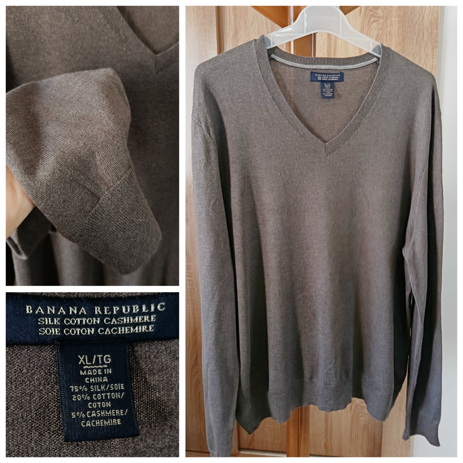Pull col V en soie mélangée T.XL