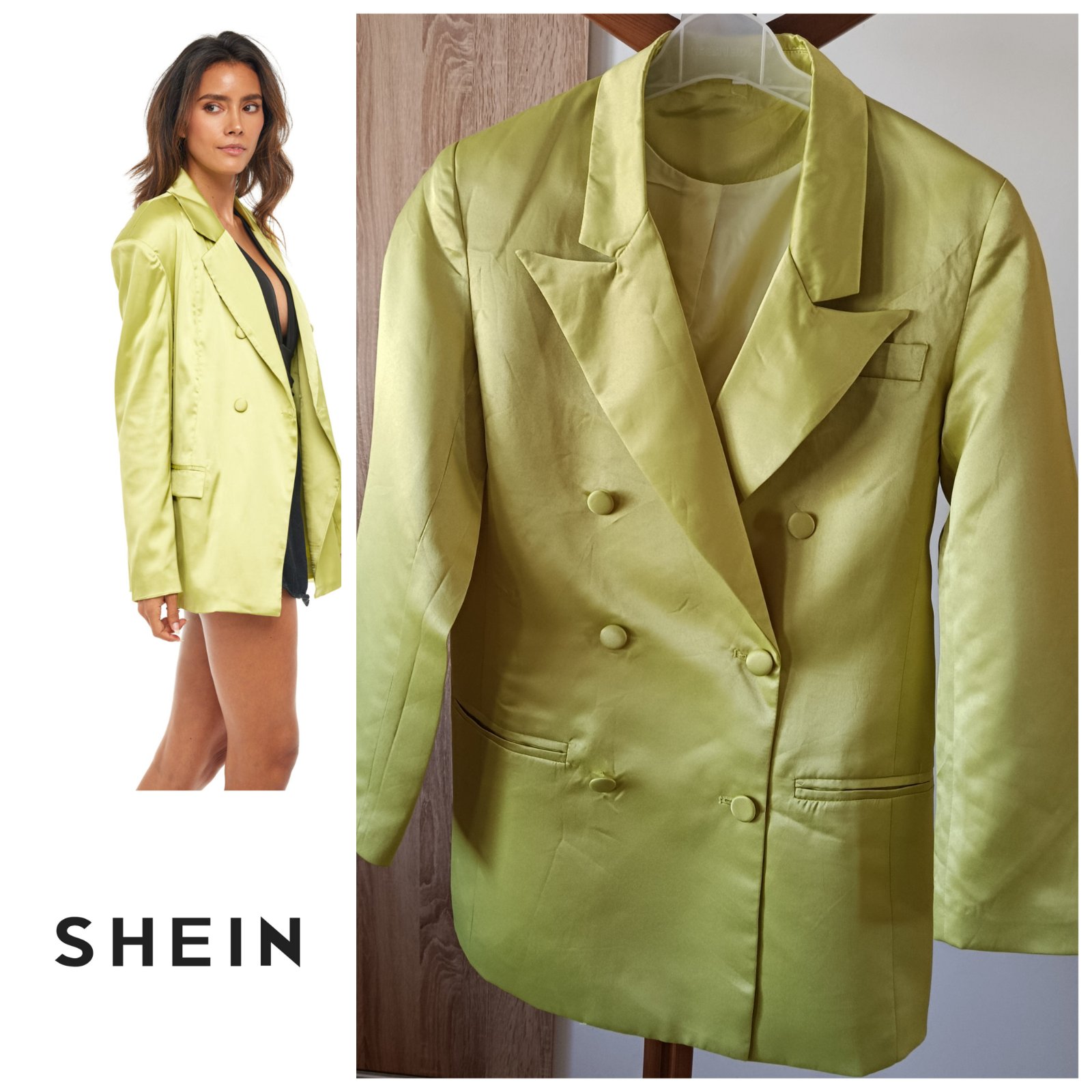 Blazer shein satiné vert citron neuf T.m