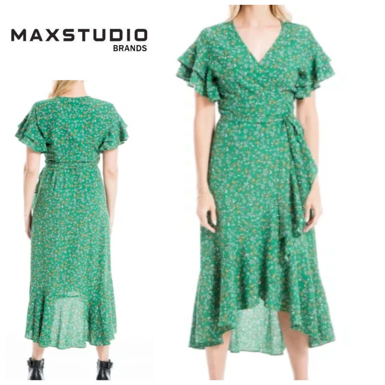 Robe Max Studio florale volantée à ruban T.XL 