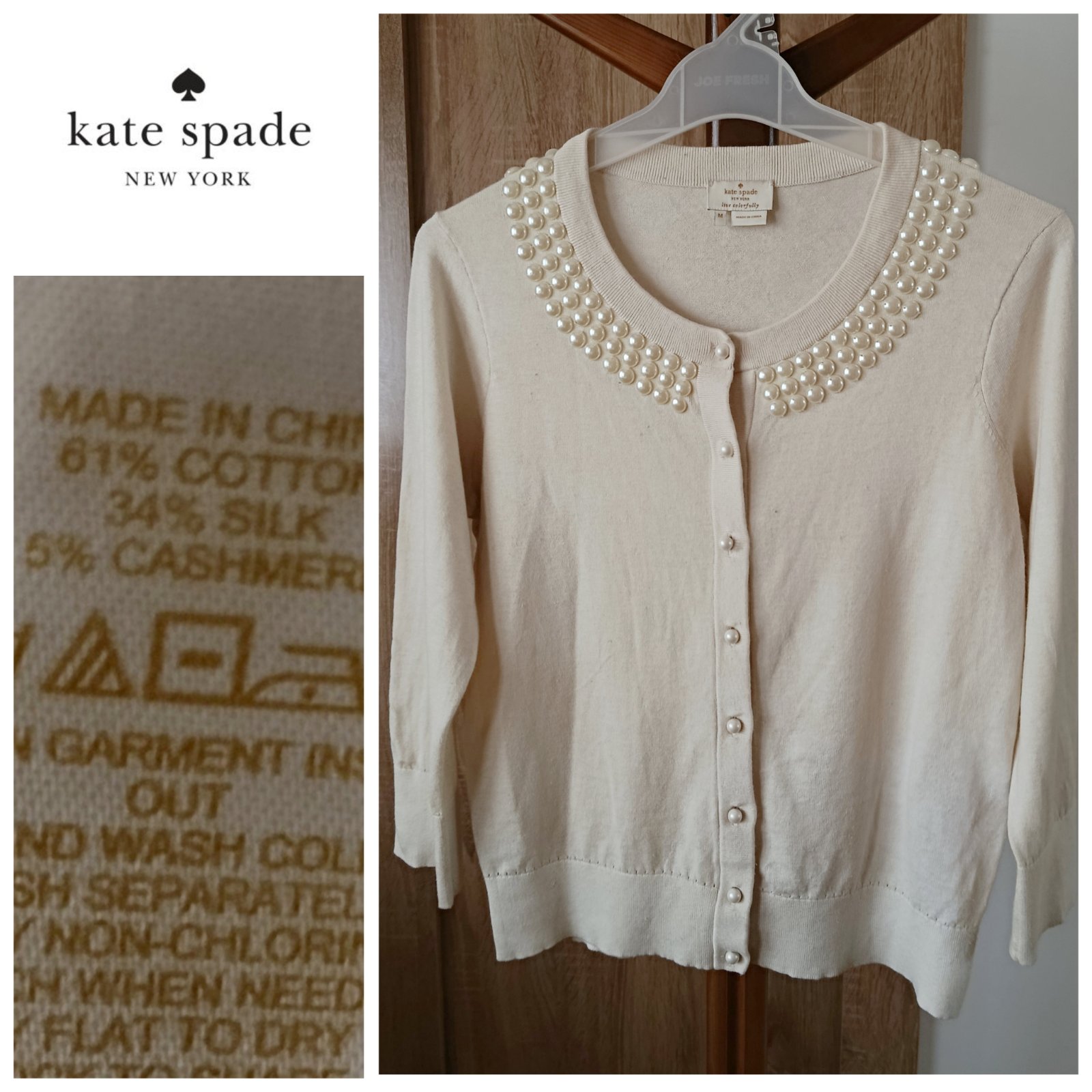 Cardigan perlé ecru kate spade en coton mélangé par le soie T.m