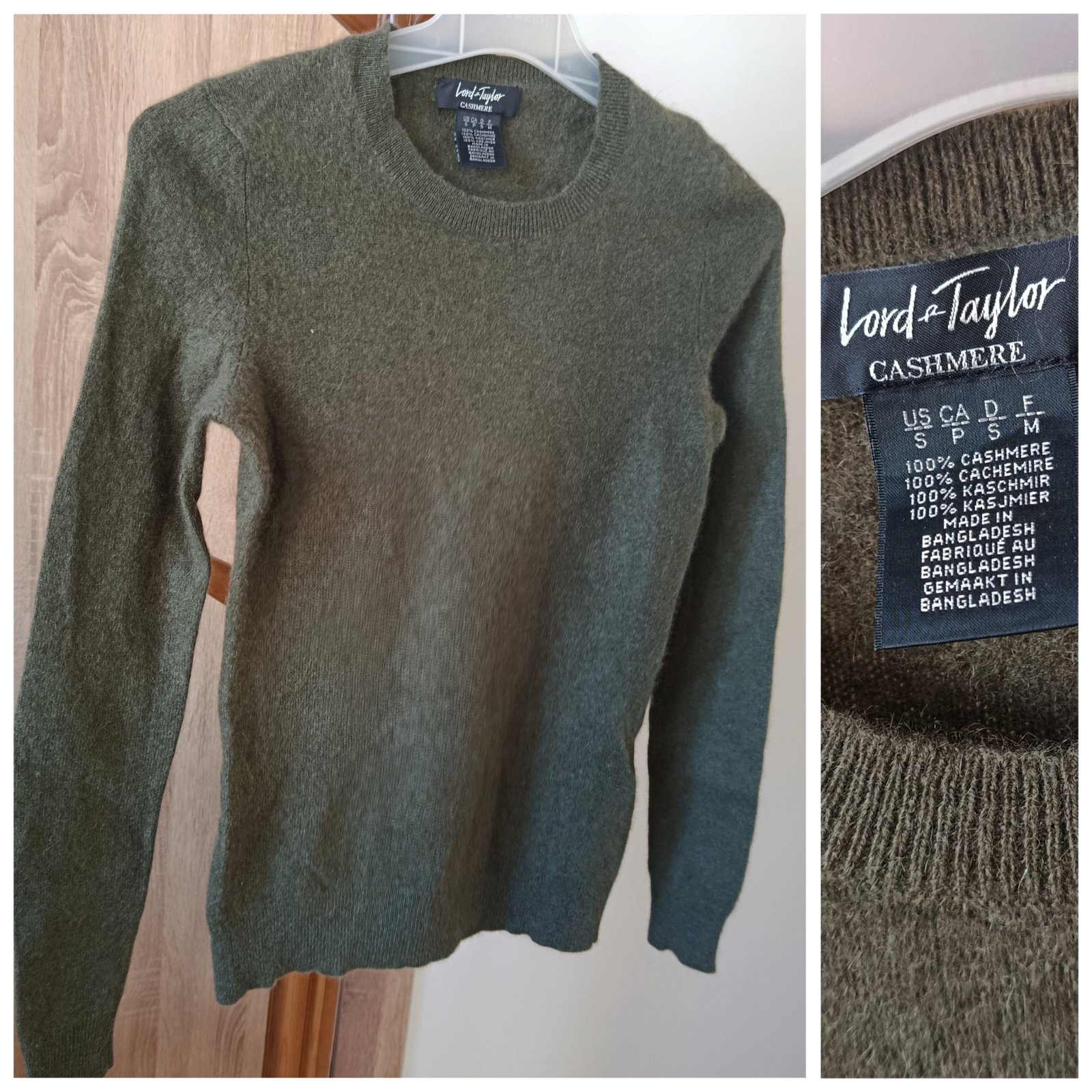 Pull basique kaki 100% cachemire T.S/xs