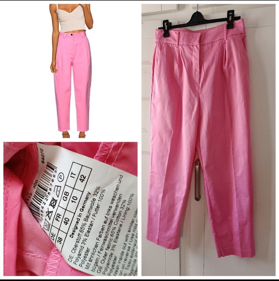 Pantalon rose 65% coton T.m