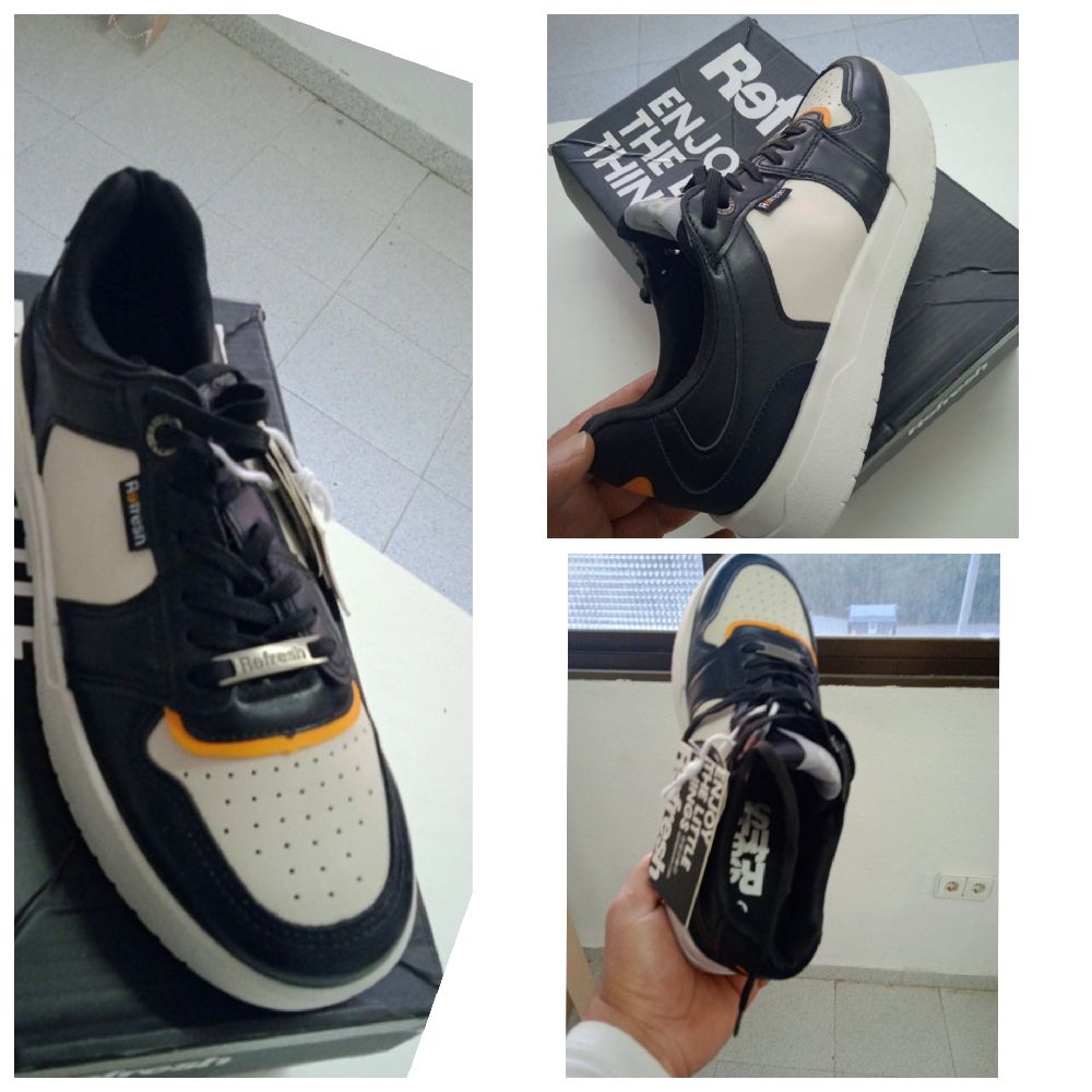 Des baskets noir& blanc de la marque espagnole Refresh p.38 