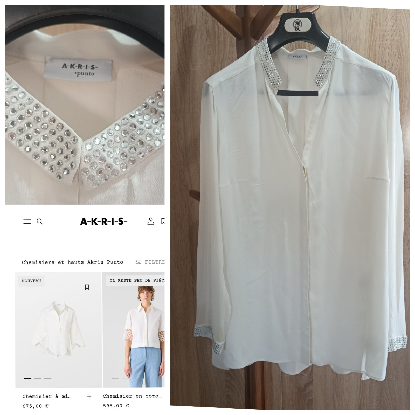 Chemise haute de gamme Akris punto en soie mélangé T.XL 