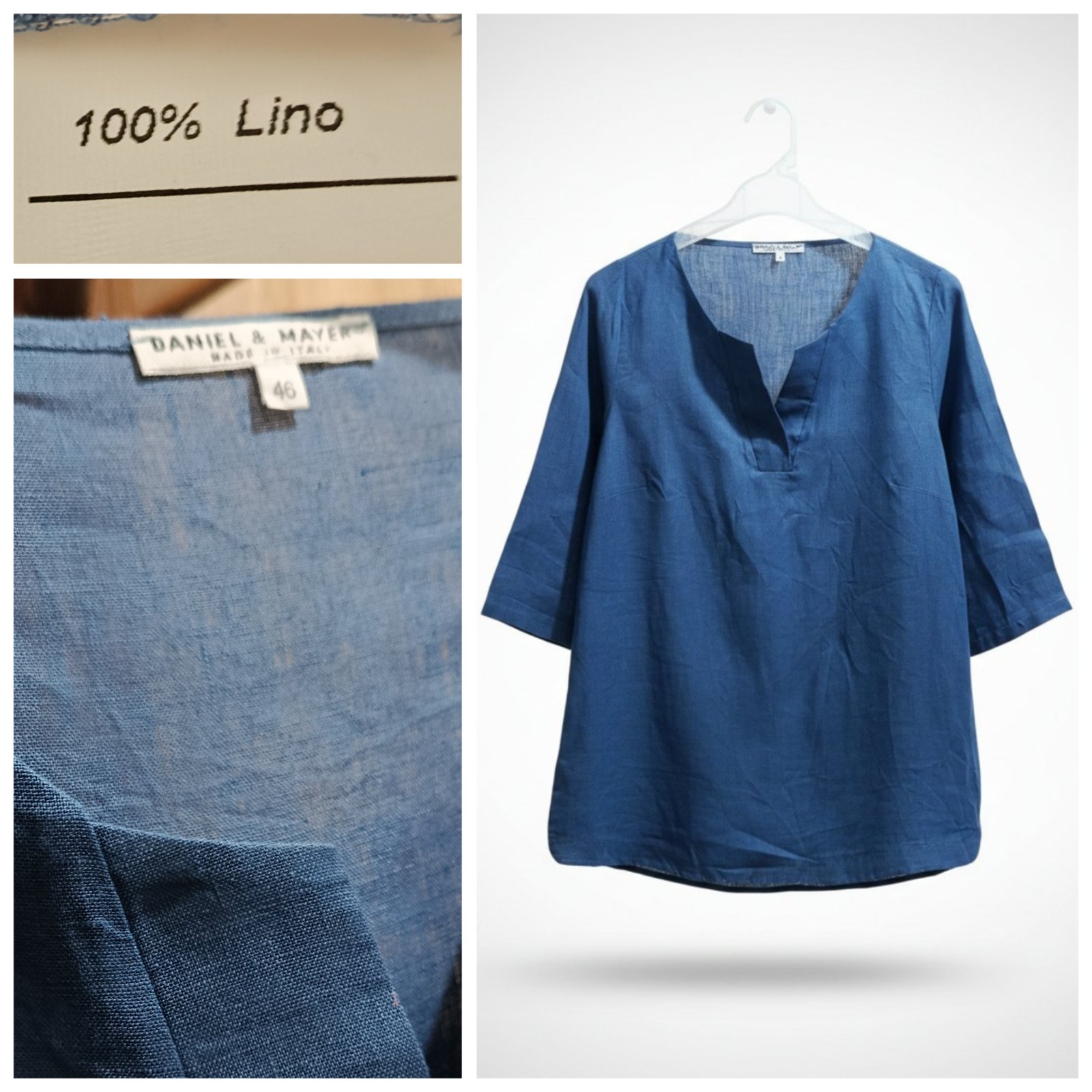 Blouse bleu denim neuve 100% lin T.xl