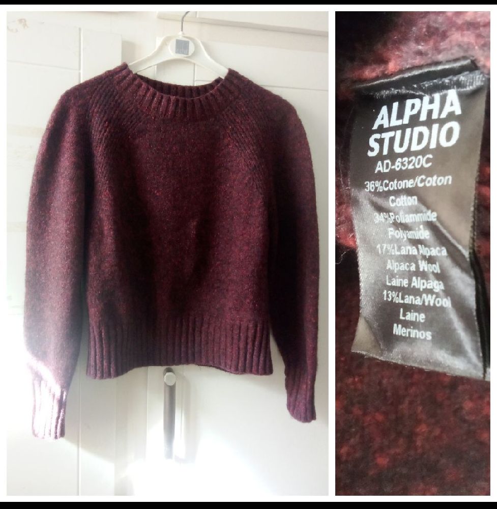Pull rouge bordeau Alpha Studio en laine mélangée T.s