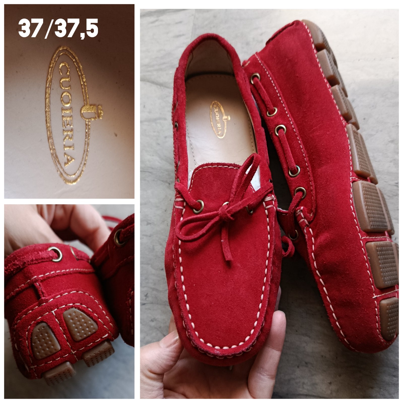  Mocassins rouge en cuir p.37,5