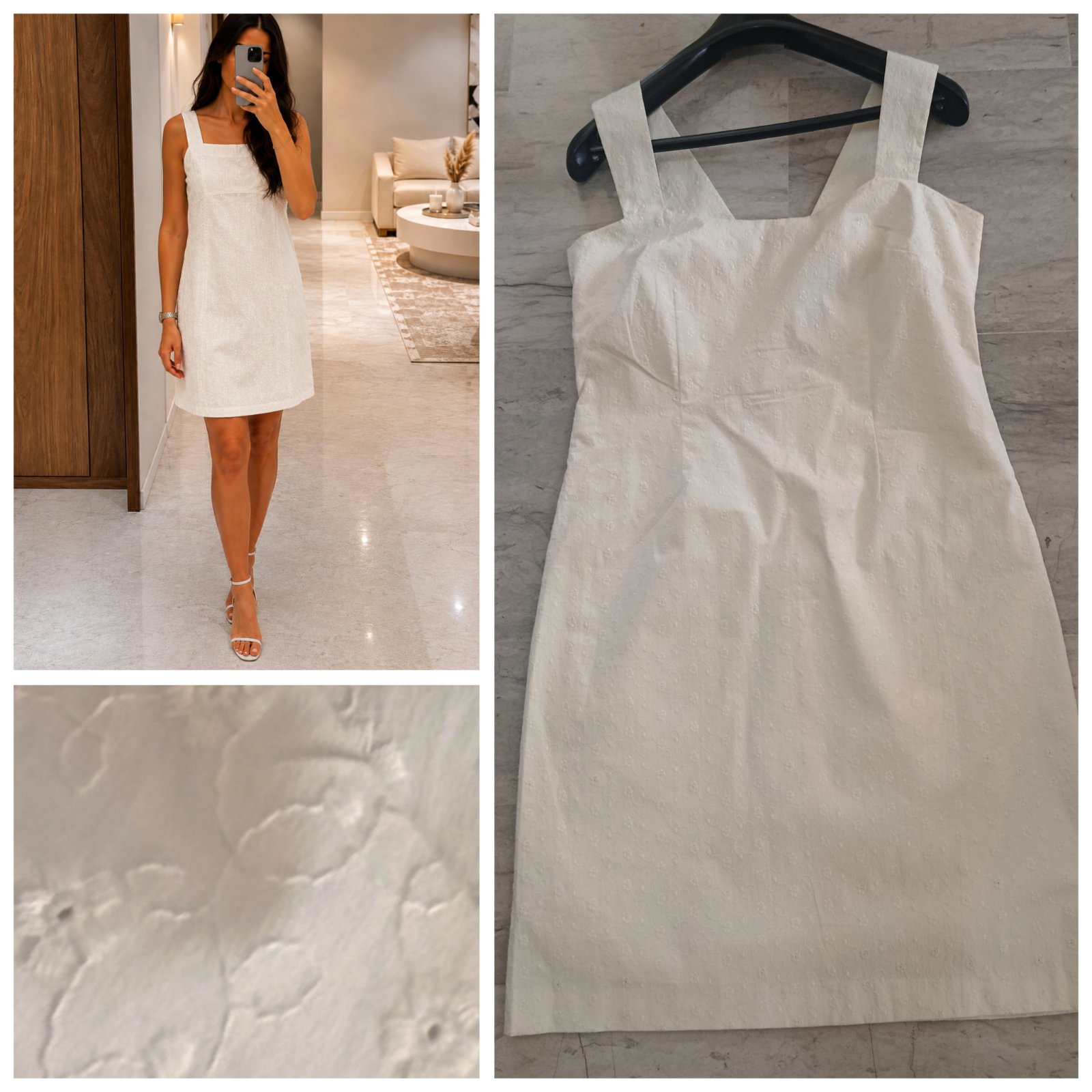 Mini robe ecru brodée neuve T.L