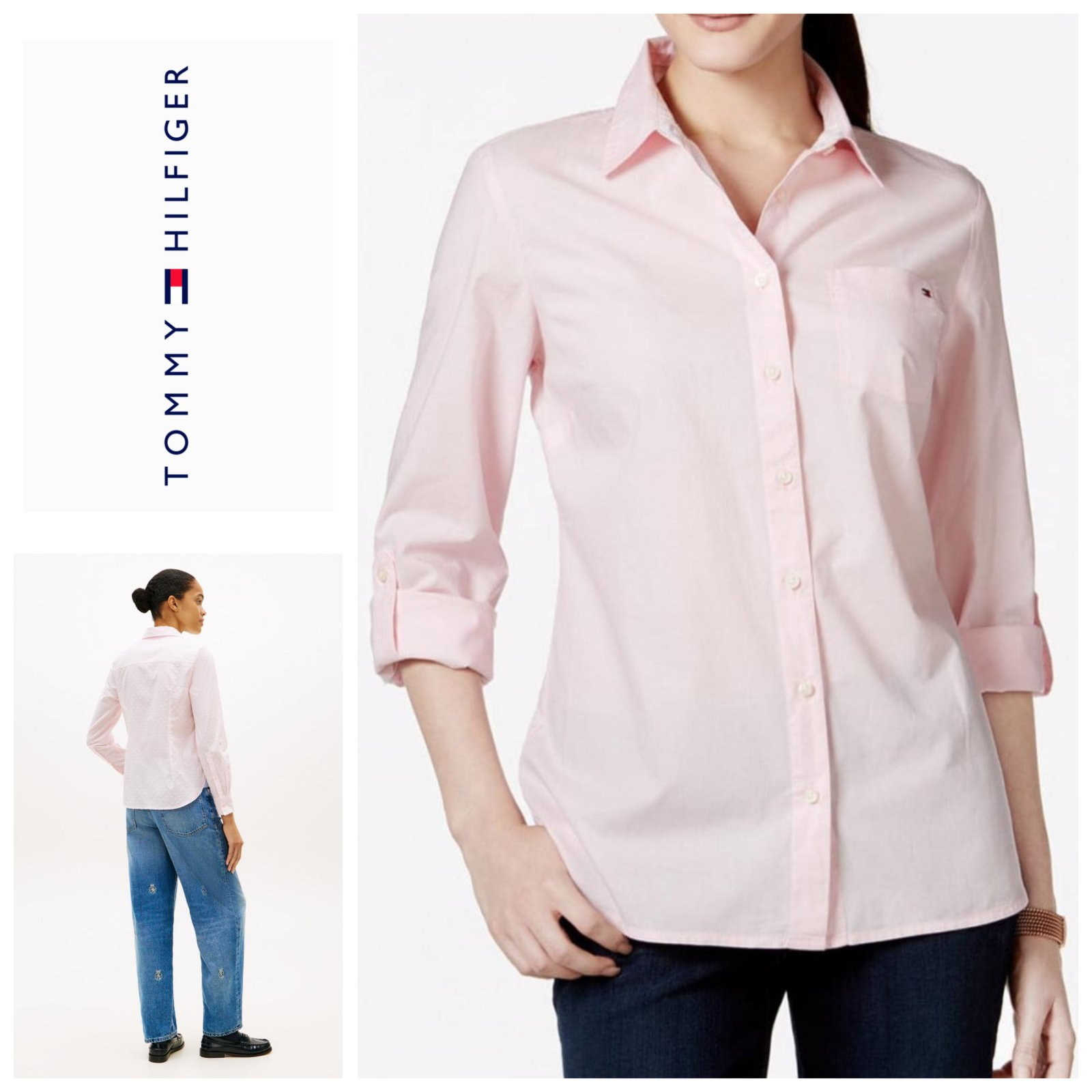 Chemise Tommy Hilfiger rose poudré neuve T.s 