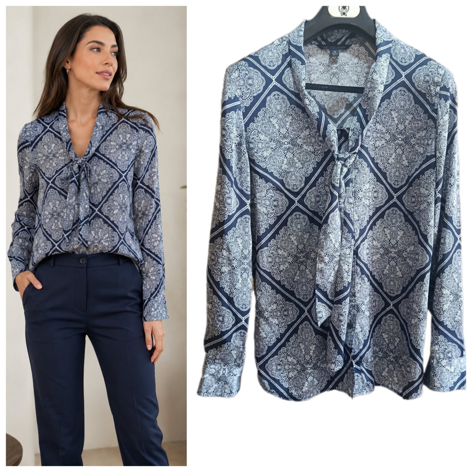 Chemise col à ruban satinée T.L/xl