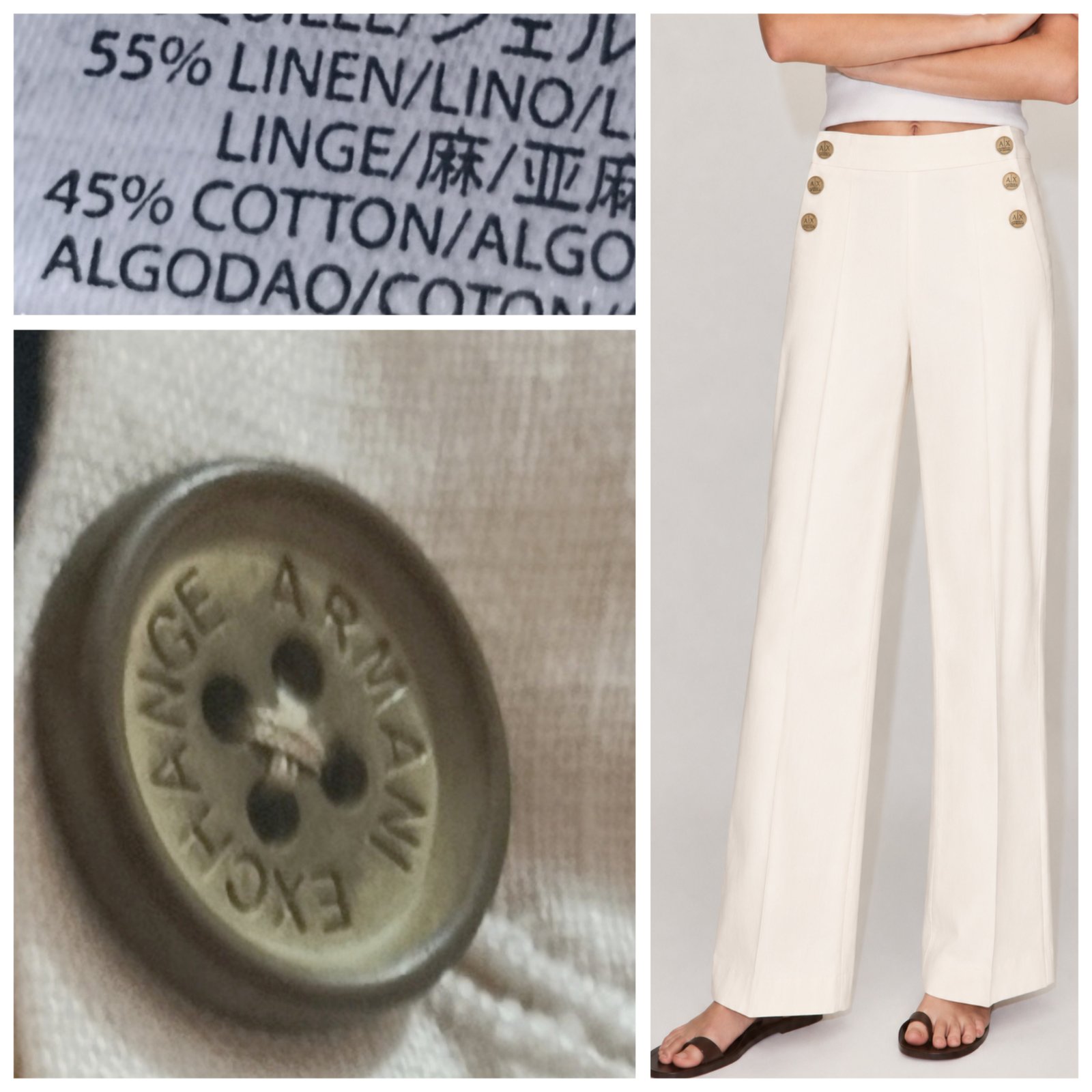 Pantalon large Armani en lin neuf T.s