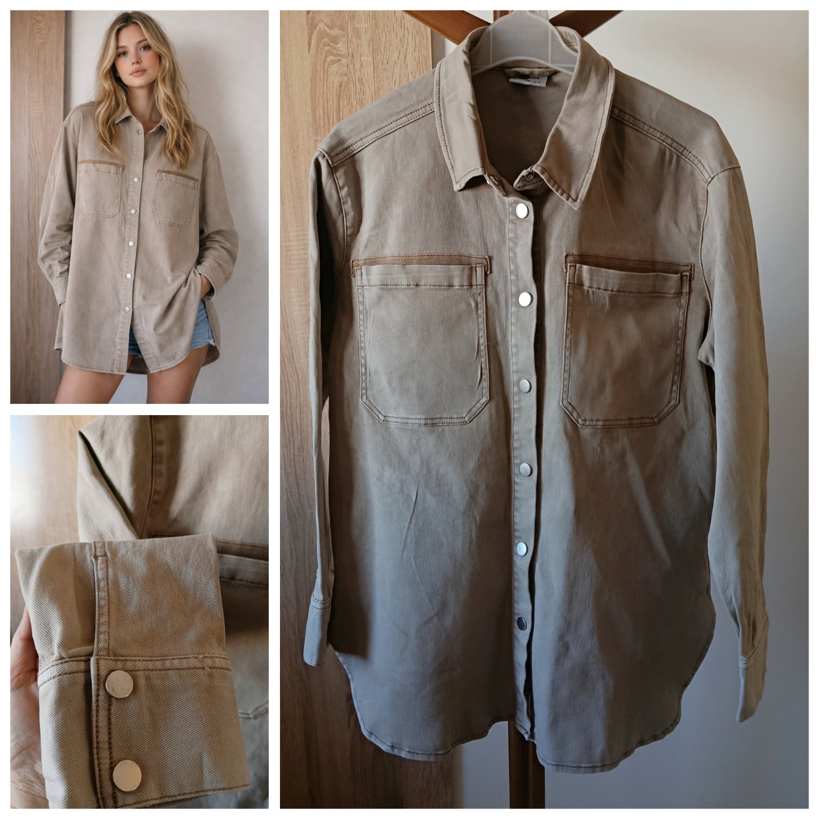 Chemise denim beige T.m oversize 