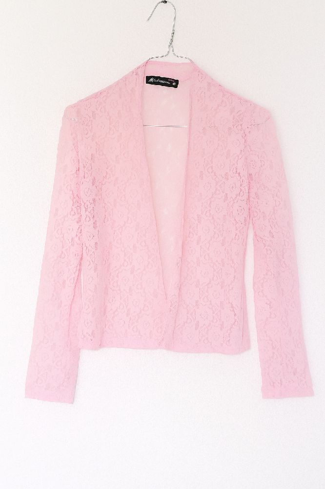 Veste dentelle manches longues rose bébé 