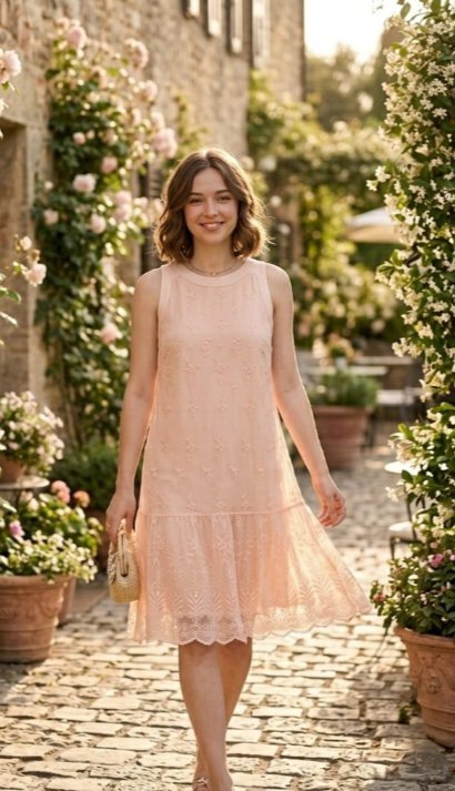 Une robe saumon clair rosé couleur tendance 
