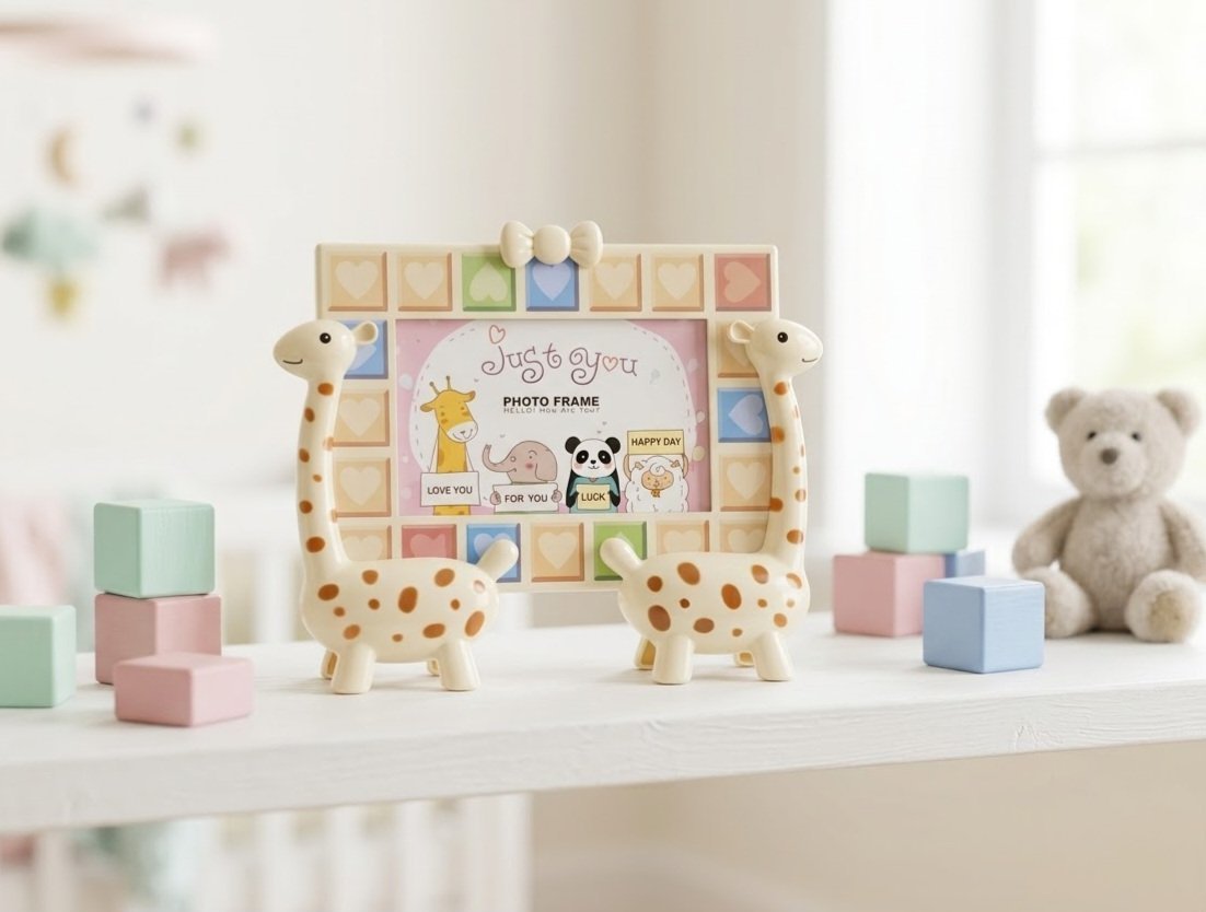 Cadre photo enfant décoratif motif girafes