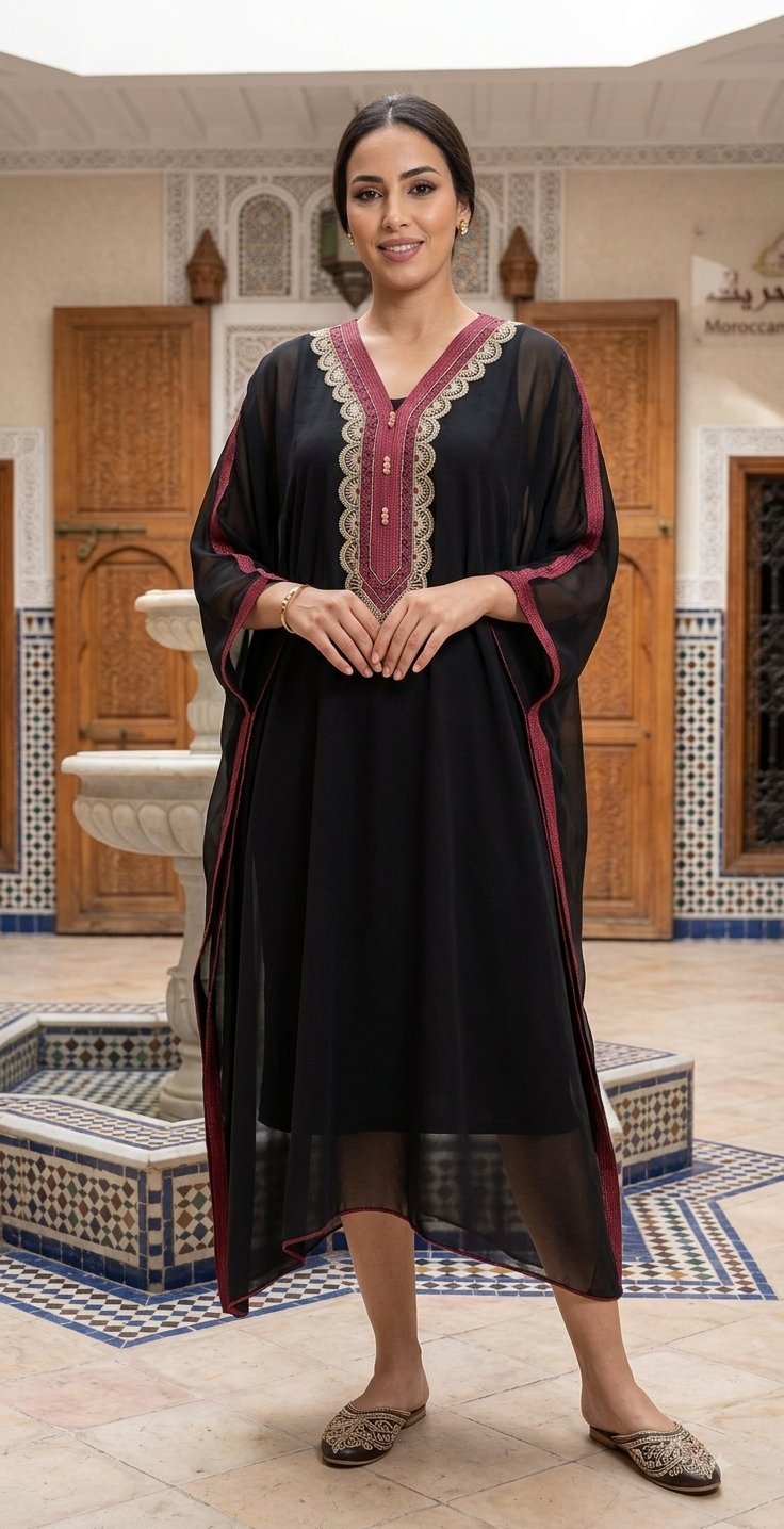 Poncho traditionel en mousseline