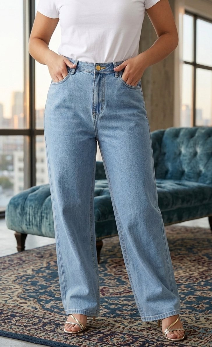 Jeans Large Taille Haute – Style Uncut / Straight