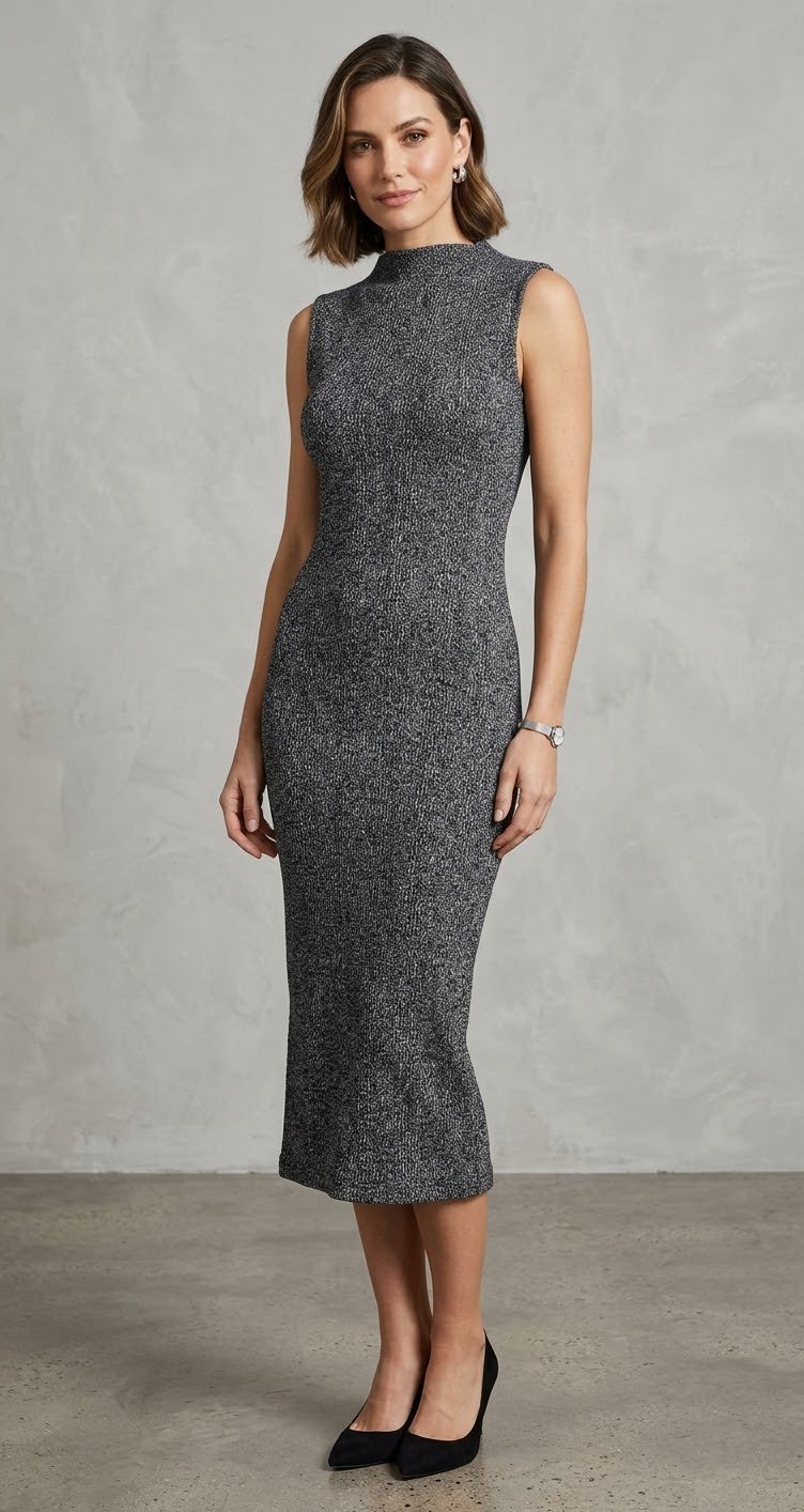 Robe longue en maille sans manches