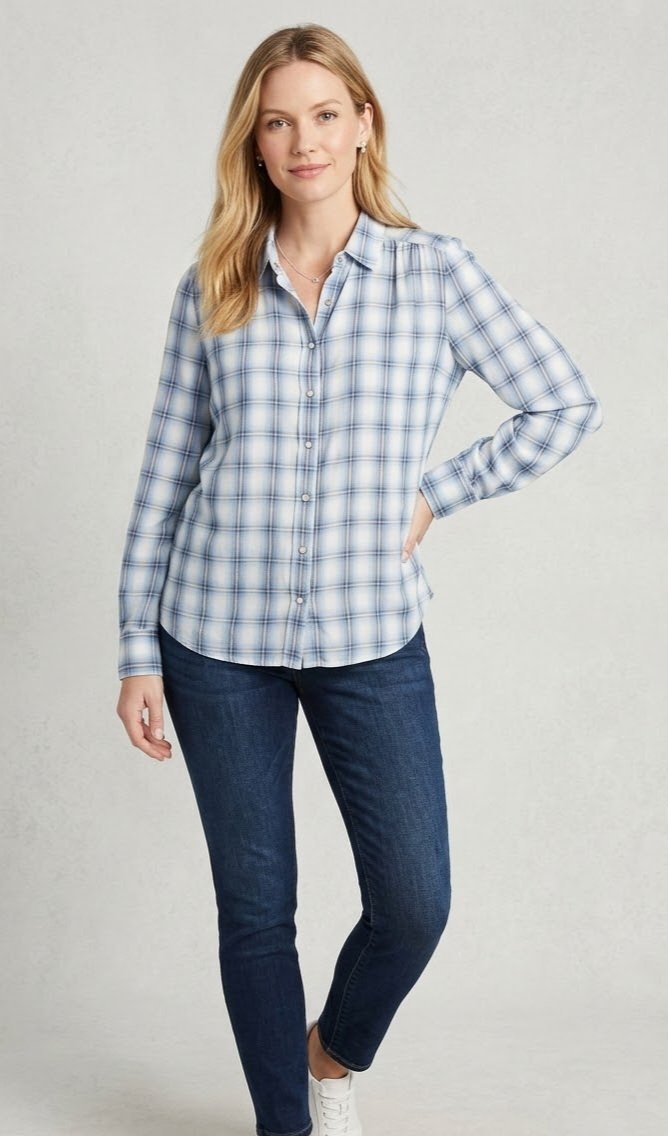 Chemise à carreaux bleu et blanc