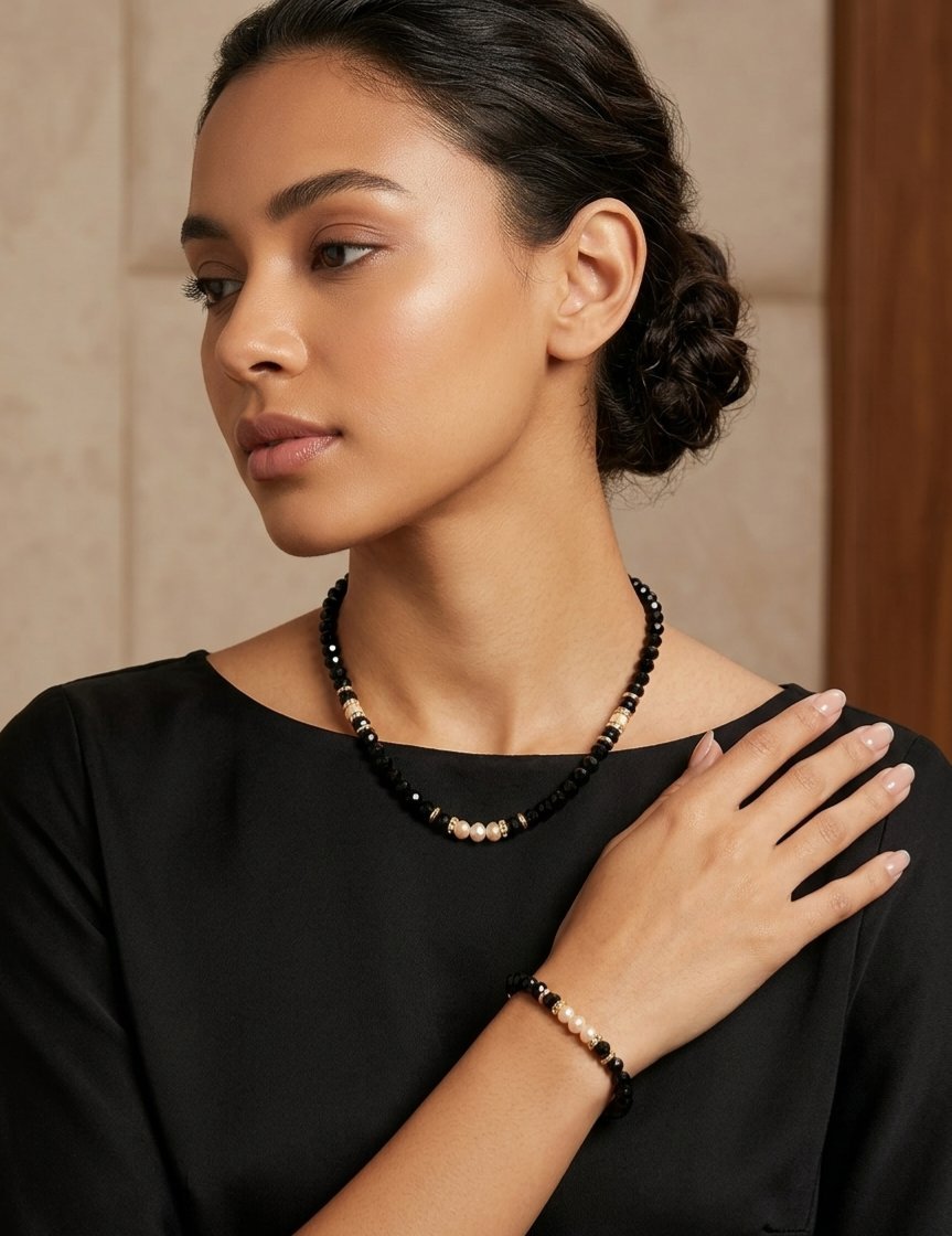 Collier & Bracelet en Perles Facettées