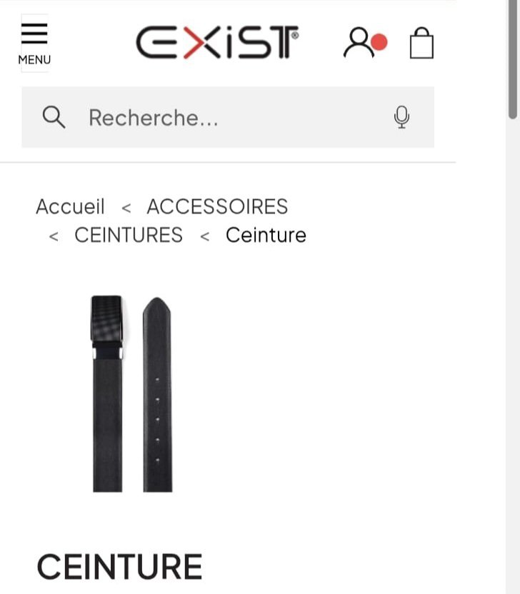 Ceinture Homme EXIST en Cuir Noir – Taille 115