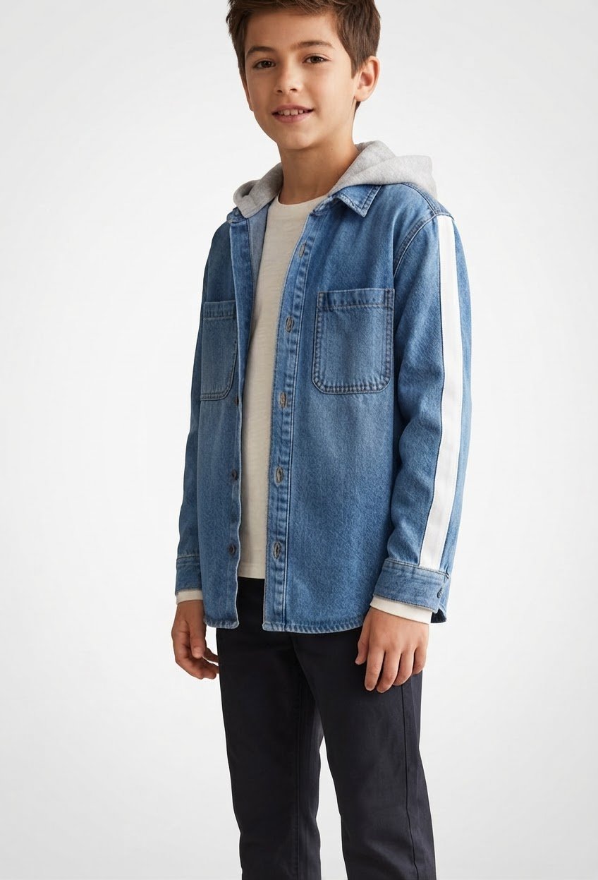 Surchemise / Veste en Jean à Capuche Zara Kids - Taille 11-12 Ans (152 cm)