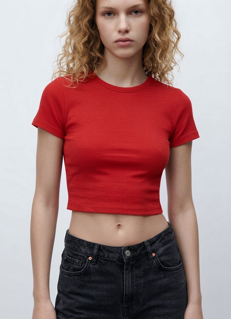 Crop top / T-shirt court rouge — Zara