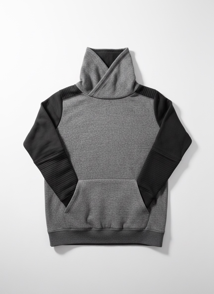 Pull noir et grid avec col